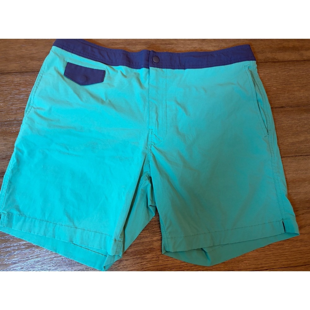 J.Crew Board Shorts Mens 33 Teal Navy Blue Swim Trunks Mesh Lined 7 Inch Inseam